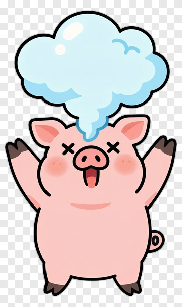 Pink Pig With Thought Bubble PNG