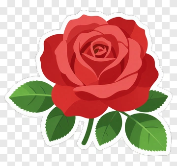 Red Rose With Green Leaves PNG