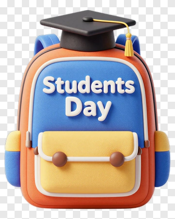 Students Day Backpack With Graduation Cap PNG