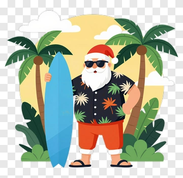 Santa Claus In Tropical Beach Attire PNG
