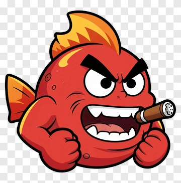 Angry Fish With Cigar PNG