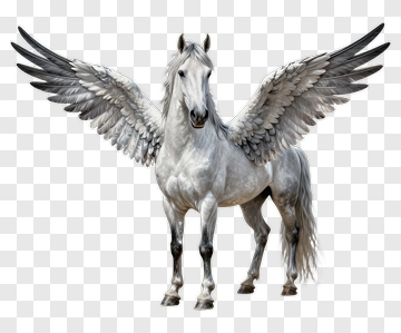 White Pegasus With Spread Wings PNG