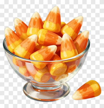 Candy Corn In Glass Bowl PNG