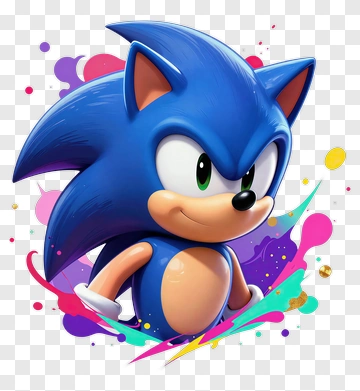 Sonic The Hedgehog In Colorful Splash PNG