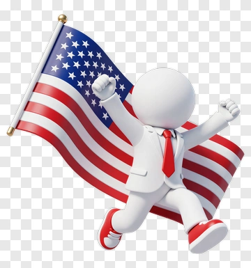 Figure Holding USA Flag PNG
