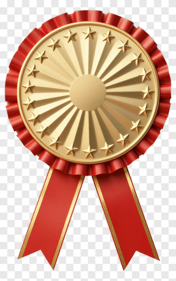 Golden Award Ribbon With Red Ribbon PNG
