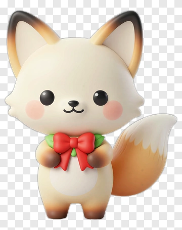 Cute Fox With Red Bow Tie PNG