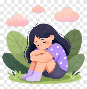 Sad Girl Hugging Herself In Rain PNG