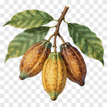 Cocoa Pods On Branch With Leaves PNG