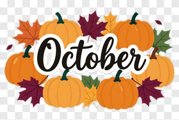 October Pumpkin And Leaf Design PNG