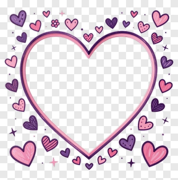 Pink And Purple Heart Frame PNG