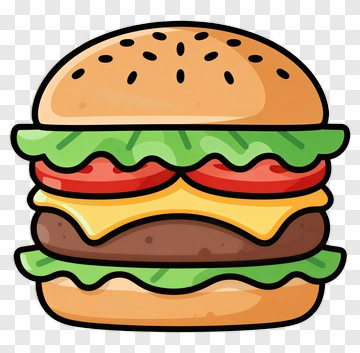 Delicious Cartoon Hamburger PNG