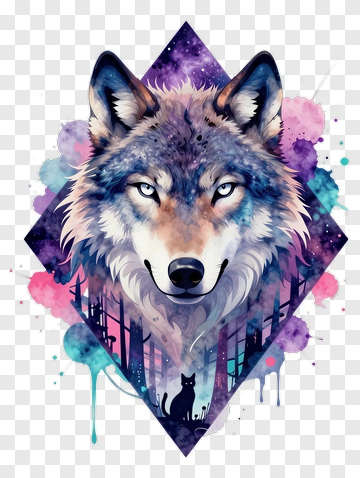 Wolf With Cat Symbol PNG