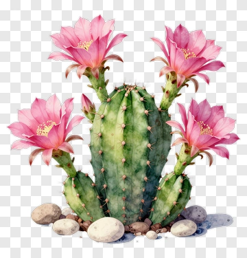 Blooming Cactus With Pink Flowers PNG