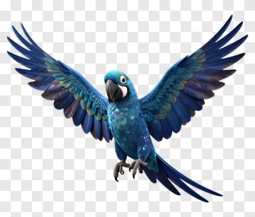 Blue Macaw In Flight PNG