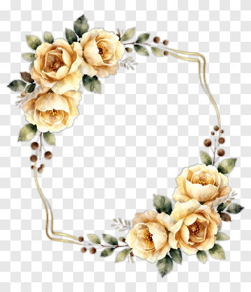 Watercolor Floral Frame With Roses And Berries PNG