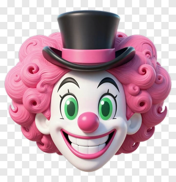 Clown With Pink Hair And Top Hat PNG