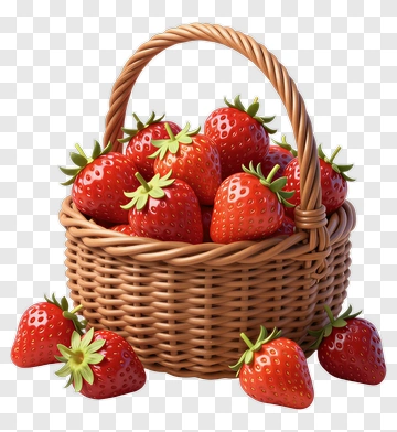 Fresh Strawberries In A Wicker Basket PNG
