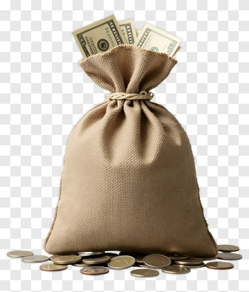Money Bag With Cash And Coins PNG