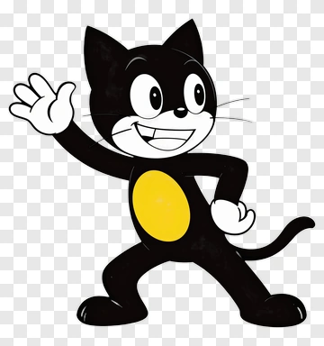 Waving Black Cat Cartoon Character PNG