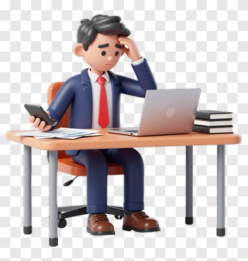 Stressed Businessman At Desk PNG