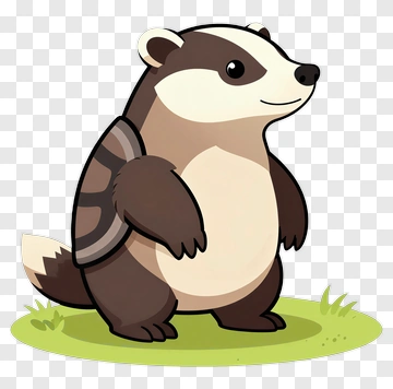Cute Badger Standing On Grass PNG