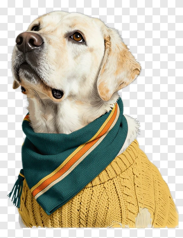 Yellow Labrador In Sweater And Scarf PNG
