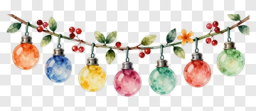 Watercolor String Lights With Berries PNG