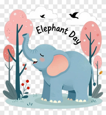 Happy Elephant Day PNG