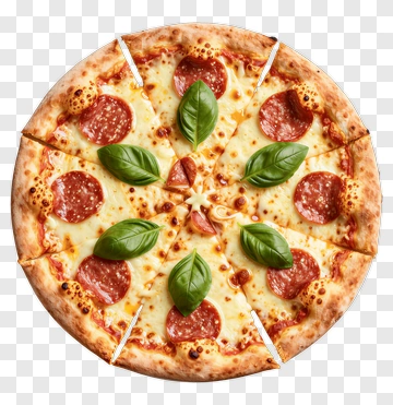 Pepperoni Pizza With Basil PNG
