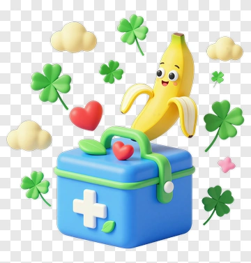 Banana With First Aid Kit PNG