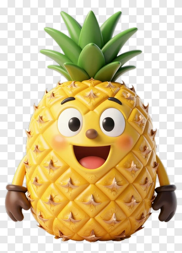 Pineapple Character With Happy Face PNG