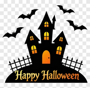 Happy Halloween Castle With Bats PNG