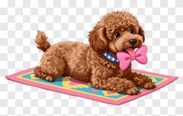 Cute Poodle With Pink Bow Tie PNG