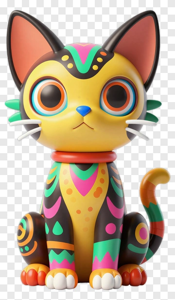 Colorful Cartoon Cat PNG