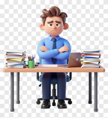 Stressed Office Worker Cartoon PNG