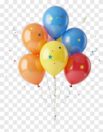 Colorful Balloons With Confetti PNG