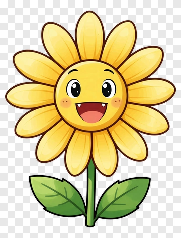 Happy Sunflower With Green Leaves PNG