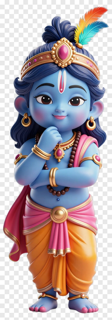Blue Krishna With Feather Crown PNG