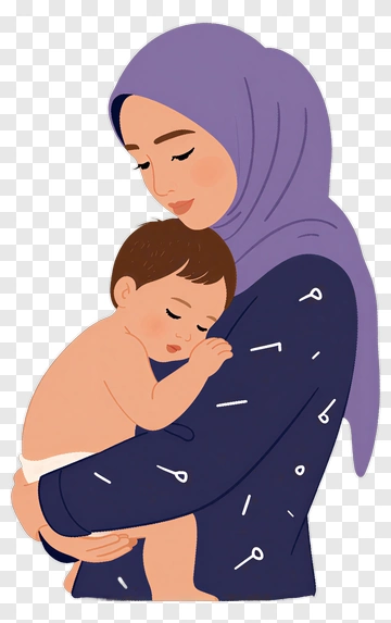 Mother Holding Sleeping Baby PNG