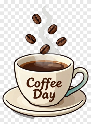 Coffee Cup With Falling Beans PNG