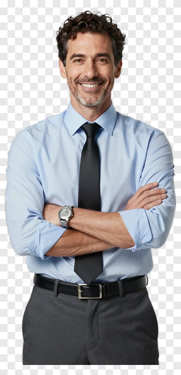 Man In Business Attire Smiling Confidently PNG
