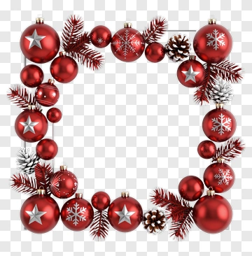 Red Christmas Ornament Frame PNG