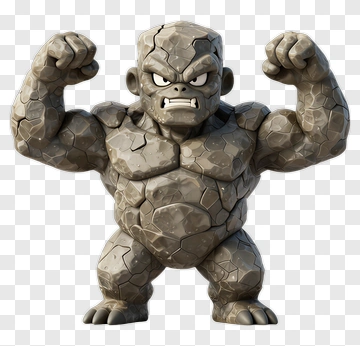 Rock Monster Flexing Muscles PNG