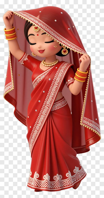 Indian Woman In Red Saree PNG