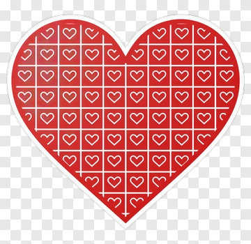 Red Heart Sticker With White Heart Pattern PNG