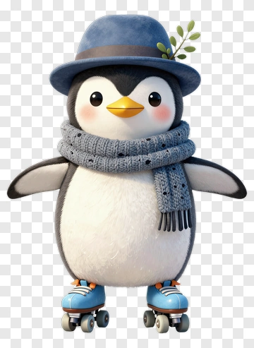 Cute Penguin In Winter Outfit PNG