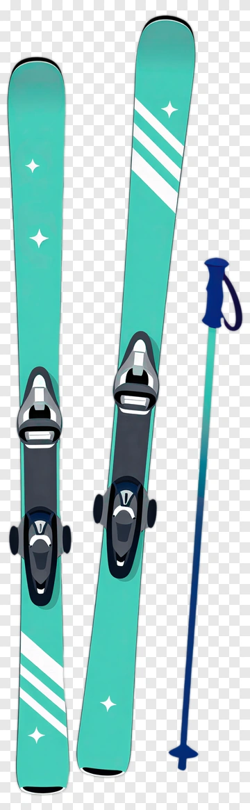 Teal Skis With Poles PNG