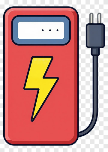Red Power Bank With Lightning Symbol PNG