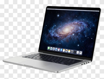 Silver Laptop With Galaxy Screen PNG